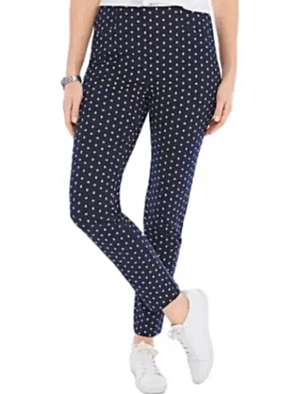 Chico's So Slimming Navy White Circle Pull On Pants size 1.5